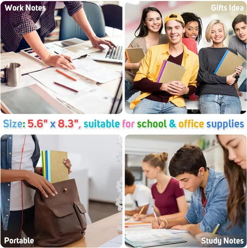 Miniatura 6 de Cuadernos de composición para la escuela, paquete de 36 diarios con 36 calcomanías motivacionales, 60 páginas con rayas universitarias