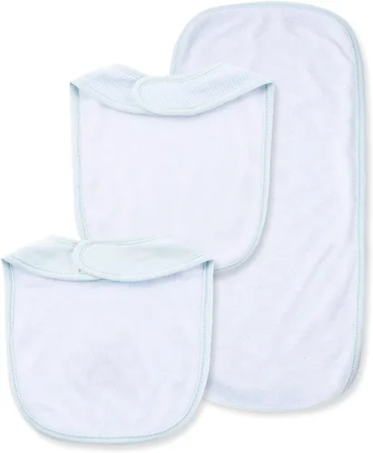 Miniatura 2 de Little Me Clothes for Baby Boys’ and Girls’ 2 Bibs and 1 Burp Cloth Set, Soft Cotton Feeding Essentials with Velcro Closures