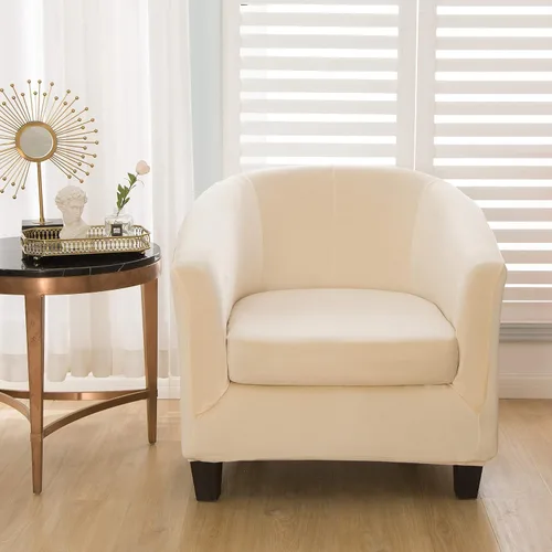 Miniatura 9 de Fundas de terciopelo para silla de bañera de 2 piezas con funda de cojín, fundas de alta elasticidad para sillón de club, funda protectora