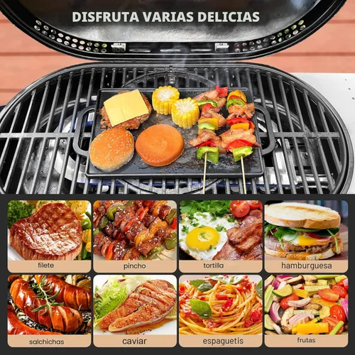 Miniatura 5 de GGC Parrilla reversible de hierro fundido, sartén de doble cara perfecta para parrillas de gas y estufas, 13 x 8.25 pulgadas rectangular