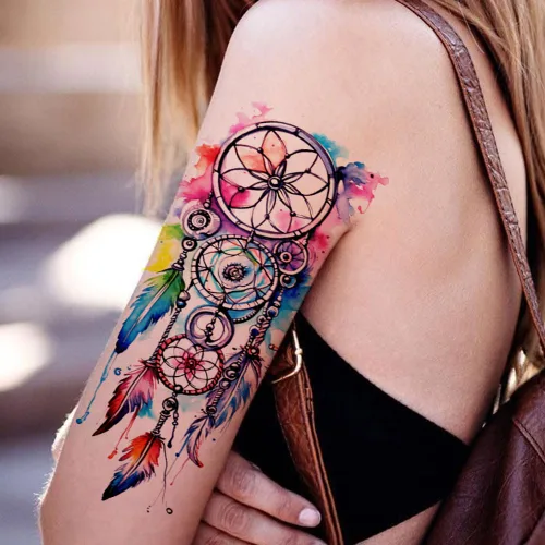 Miniatura 3 de Tatuajes temporales de acuarela de hermosos animales realistas para adultos, tatuajes estéticos de manga media brazo para mujeres y niñas, tatuajes