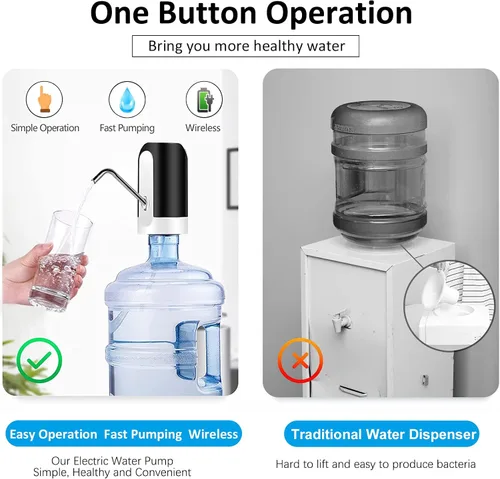 Miniatura 2 de Bomba de agua universal para botella de 5 galones, dispensador de agua eléctrico, bomba de agua automática portátil con interruptor y carga USB