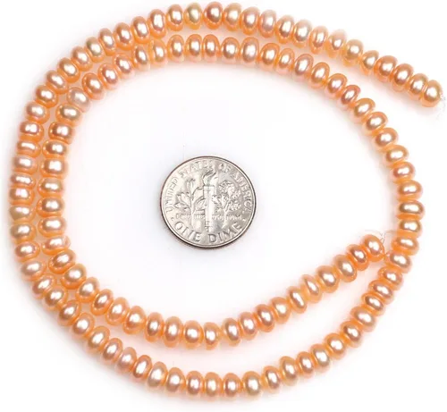 Miniatura 4 de Cuentas de perlas cultivadas de agua dulce para hacer joyas, piedras preciosas naturales de 0.156 x 0.236 pulgadas, grado AA, rosa, Rondelle Heishi
