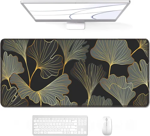 Miniatura 16 de Auhoahsil Alfombrilla grande para mouse, tamaño XXL, extendida de 35 x 15 pulgadas, base de goma antideslizante, bordes cosidos, superficie 03