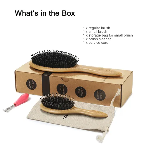 Miniatura 6 de BESTOOL Cepillo de pelo (regular y pequeño), cepillos de cerdas de jabalí para mujeres, hombres y niños, cabello grueso y fino y rizado, cepillo