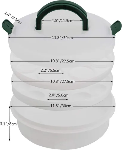 Porta pasteles portátil de 10 pulgadas con tapa y bandeja 3 en 1, recipiente redondo para cupcakes, soporte para huevos, muffins, tartas, galletas,