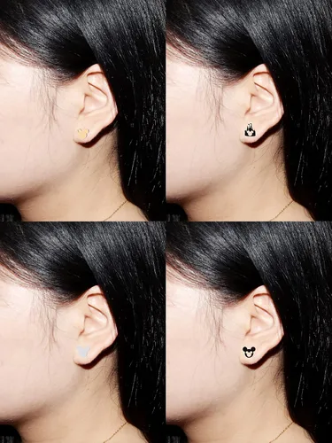 Miniatura 2 de 16 pares de bonitos aretes de ratón pequeños para mujeres niñas niños aretes hipoalergénicos Acero inoxidable Metal