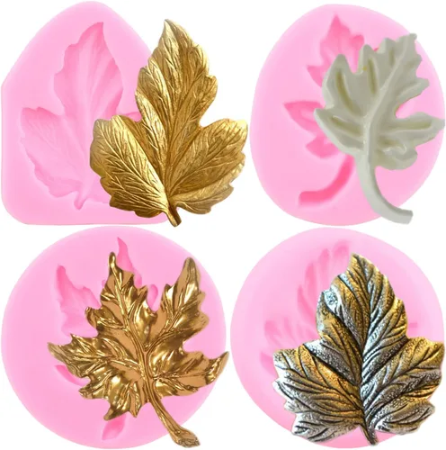Mujiang Molde de silicona con diseño de hojas de arce para otoño, con temática de Acción de Gracias, molde de silicona de hoja de arce para