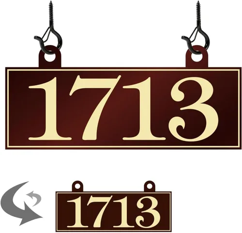 Miniatura 15 de Placa de dirección colgante – Letrero de número de casa, letrero de dirección, números de dirección para buzón exterior, lámpara, poste de luz, 2