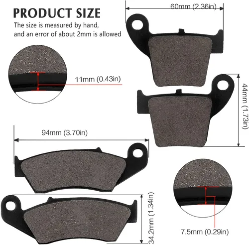Miniatura 5 de Pastillas de freno delanteras y traseras para Honda CR125R 2002-2007, CR250R 2002-2007, CRF250R/CRF250X 2004-2017, CRF450RX 2017, CRF450X 2005-2017