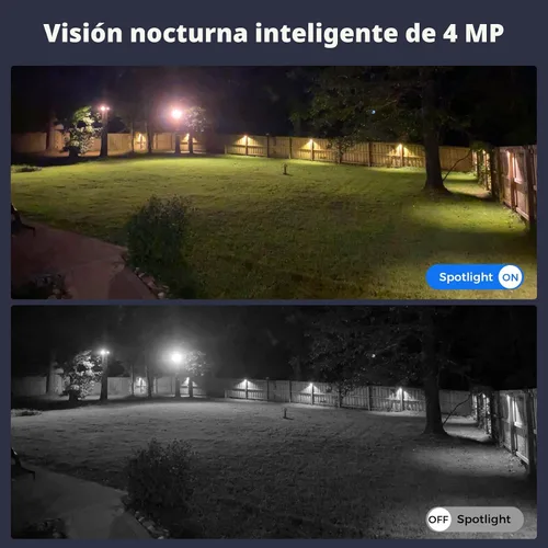 Miniatura 6 de Hiseeu Cámara de seguridad solar, 2 cámaras WiFi inalámbricas de 4 MP para exteriores, vista PTZ de 360°, detección de movimiento PIR, visión 2WTD504