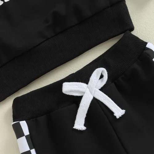 Miniatura 6 de Sudadera de rugby con letras bordadas para bebé y niño, con cintura elástica, ropa para bebés