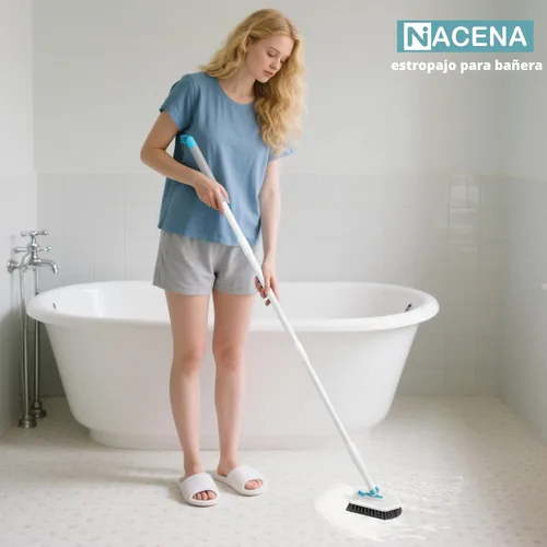 Miniatura 7 de nacena - Cepillo de limpieza de ducha con mango largo, cepillo de limpieza de azulejos y tina 4 en 1 con 3 cabezales de ducha desmontables