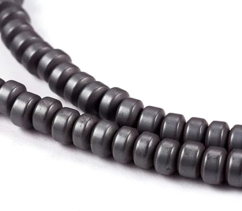 Craftdady 10 hebras de cuentas sintéticas Heishi negras de hematita de 0.118 pulgadas (0.118 in), esmeriladas, metálicas, redondas, de imitación,