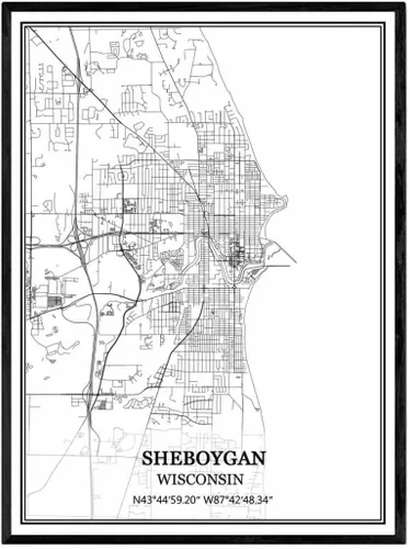 Miniatura 12 de TANOKCRS Kenosha - Póster impreso en lienzo con diseño de mapa de Estados Unidos de Estados Unidos, sin marco, moderno, en blanco y negro, regalo