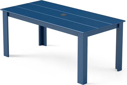 Miniatura 9 de GREENVINES Juego de comedor al aire libre de 7 piezas Juegos de mesa y sillas de plástico HDPE de 67 pulgadas para 6 Muebles de patio Todo