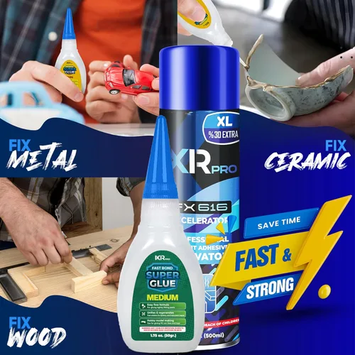 Miniatura 9 de CA Glue con Kit Activador 1.75 oz Pegamento de Cianoacrilato de Viscosidad Media 16.9 oz Spray Activador SuperGlue de Alta Resistencia para Rellenar