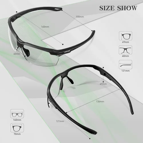 Miniatura 5 de KAPVOE Photochromic Sports Sunglasses for Men Women Cycling Sunglasses UV400 Protection MTB BMX Running Riding Bike K87