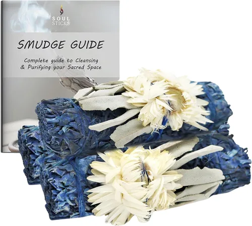 Miniatura 21 de SOUL STICKS Paquete de 3 barras de salvia blanca floral con flores para limpiar el hogar, meditación, yoga, curación y manchas, California de origen