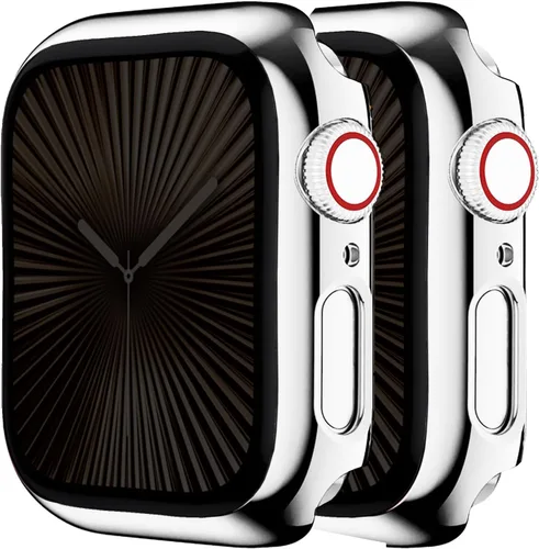 Miniatura 22 de Paquete de 2 fundas rígidas compatibles con Apple Watch Series 6, 5, 4, SE, de 1.575 pulgadas, protector de pantalla de vidrio templado, cobertura