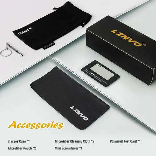 Miniatura 6 de LINVO Gafas de sol polarizadas sin montura para hombres y mujeres, lentes de sol clásicos retro con medio marco para conducir, protección UV B Borde