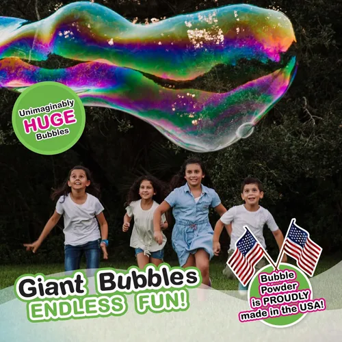 Miniatura 3 de WOWmazing Kit de polvo de burbujas gigantes: incluye varita de burbujas grande y 3 paquetes de polvo de burbujas grandes (hace 3 galones) Juguete