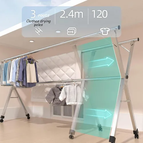 Miniatura 3 de Outdoor Retractable Clothes Drying Rack Stainless Steel Adjustable Laundry Rack Space Saving and Foldable Garment Rack for Indoor and Outdoor Use