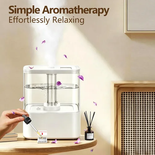 Miniatura 7 de KZF Humidificadores de llenado superior de 4 L para dormitorio y tiempo de funcionamiento de 40 horas, humidificador de niebla fría, 3 niveles