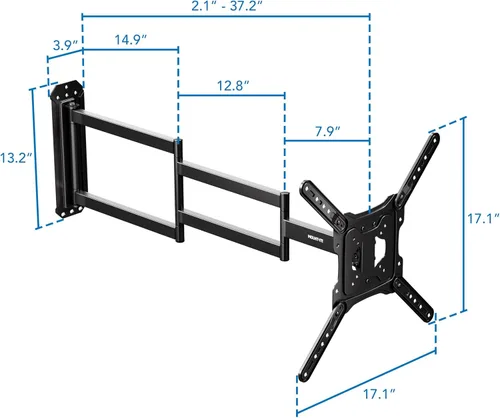 Miniatura 8 de Mount-It! Soporte de pared para TV de brazo largo, extensión extra larga de movimiento completo de 37.2 pulgadas, soporte de montaje de TV