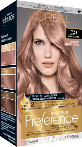Miniatura 29 de L'Oreal Paris Superior Preference Fade-Defying + Shine - Tinte permanente para el cabello, rubio rosado medio 8RB, paquete de 1, tinte para el 8RB