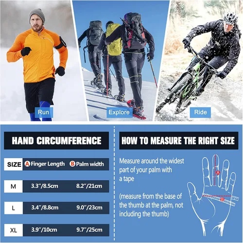 Miniatura 6 de Guantes cálidos de invierno para hombres y mujeres, guantes de pantalla táctil, para clima frío, resistentes al viento, guantes térmicos de nieve