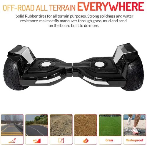 Miniatura 5 de 8.5” All Terrain Hover Board, Off Road Self Balancing Scooter with Bluetooth and LED Lights, UL2272 Safety Certified Negro