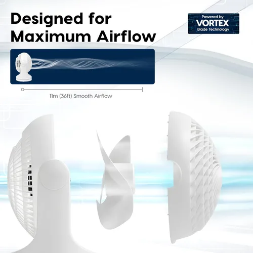Miniatura 5 de IRIS USA WOOZOO Ventilador de escritorio, circulador de aire oscilante, 3 velocidades, distancia máxima de aire de 36 pies, cobertura de 244 pies