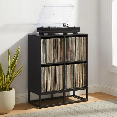 Miniatura 7 de Crosley Furniture Enzo - Estantería de almacenamiento para discos de vinilo y soporte para jugadores, color negro