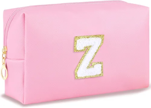 Miniatura 105 de URSKYTOUS Regalos para niñas, bolsa de maquillaje con inicial, bolsa de cosméticos personalizada con cremallera, bonita bolsa de aseo de viaje, Azul