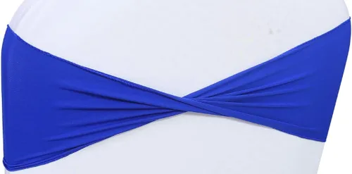 Miniatura 2 de MDS Paquete de 100 bandas de elastano para silla, bandas lisas sin hebilla, reutilizables, elásticas, para decoración de bodas, recepciones, Azul
