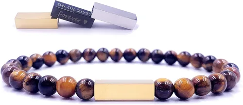 Miniatura 83 de Pulseras de cuentas personalizadas, Pulsera de piedras preciosas de 0.236 in, Pulsera grabada con láser, Pulsera de piedra natural, Pulseras unisex