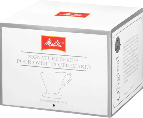 Miniatura 2 de Melitta cafetera de porcelana de 1 taza con cono de vertido, negro brillante