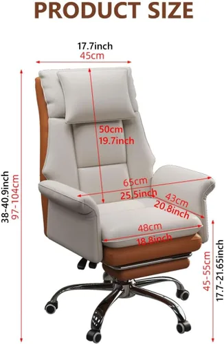 Miniatura 2 de Silla de oficina ejecutiva, silla de oficina grande y alta, silla ergonómica de cuero, sillas de escritorio para oficina en casa, sillas de negro
