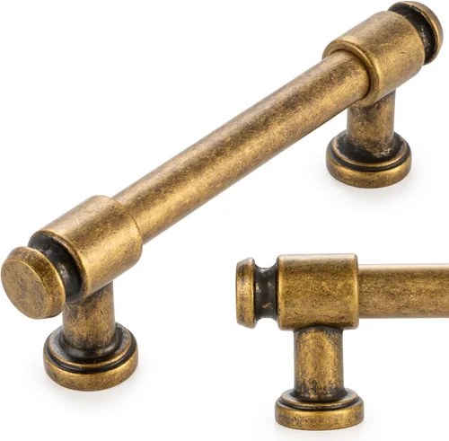 Miniatura 24 de KOOFIZO Tirador de gabinete con parte superior plana y redonda - Manija de tirador de mueble de latón antiguo (30 mm / 1.2 Pulgadas), paquete de 10