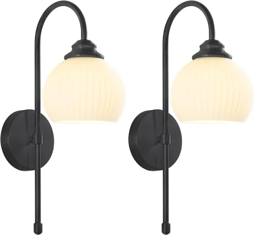 Miniatura 11 de KCO Lighting - Lámpara de pared vintage con globo de vidrio verde y brazo de latón cepillado - Aplique de globo grande, acabado dorado - Lámpara
