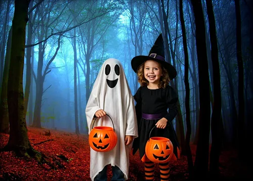 Miniatura 4 de Misty Forest Backdrop Halloween Eve Dark Blue Fog Fall Autumn Maple Leaves Woods Background for Thanksgiving Party Photography Studio Photo Booth