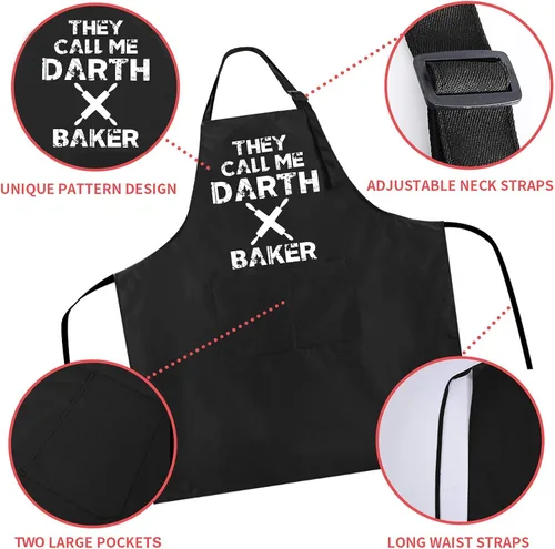 Miniatura 3 de Rosoz Delantales divertidos de barbacoa negros ajustables para cocina, chef, delantales de cocina para hombres.., Talla única Me llaman Darth Baker