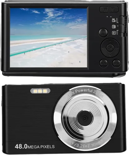 VBESTLIFE Cámara digital, cámara de enfoque automático 4K para fotografía, 48MP 16X Zoom Cámara compacta de viaje para adolescentes, adultos