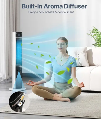 Miniatura 12 de Enfriador de pantano de aire evaporativo: ventiladores de enfriamiento de 38 pulgadas que soplan aire frío para dormitorio, ventilador de torre