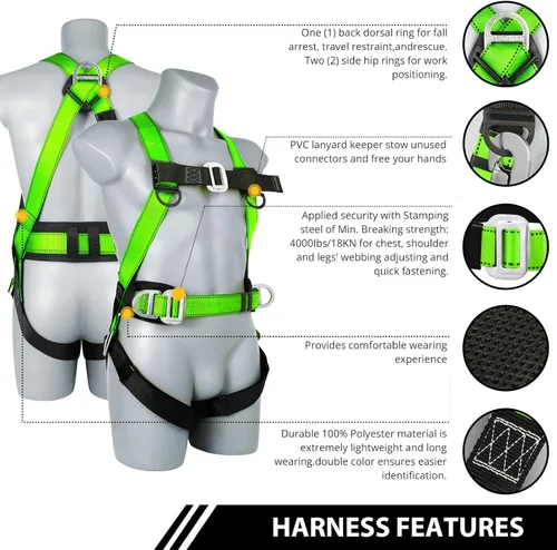 Miniatura 4 de TT TRSMIMA Safety Harness Fall Protection Kit - Full Body Roofing harnesses with Shock Absorbing Lanyard Upgrade Paded