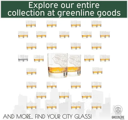 Miniatura 53 de Greenline Goods Vasos de whisky – Juego de vasos de 10 onzas para los amantes de San Luis, grabado con mapa de la ciudad de San Luis Old Fashioned