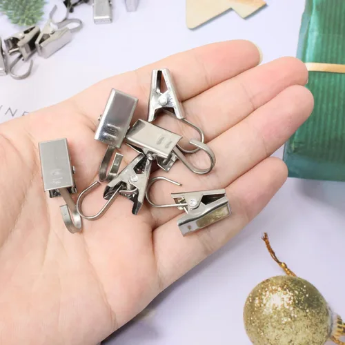 Miniatura 3 de Yueton, paquete de 30 clips de acero inoxidable con gancho para cortina y fotos, para decoración del hogar, de Blovess