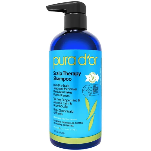 Miniatura 7 de PURA D'OR Champú de terapia para el cuero cabelludo hidrata y nutre el cuidado del cuero cabelludo para el árbol de té escamoso con picazón, menta