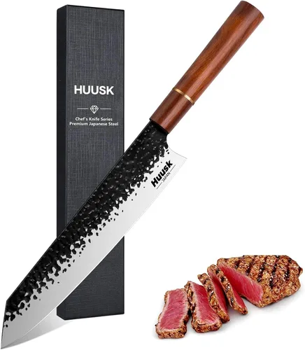 Miniatura 11 de Huusk Juego de Cuchillos de Cocina Japonés - 3 piezas Cuchillo de Damasco VG10 forjado a mano, Cuchillo para deshuesar para cortar carne, Cuchillos